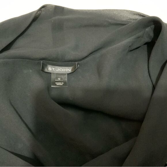 St. John Cowl Neck Top Women size 12 Metallic Sequin Black Event - Picture 8 of 14